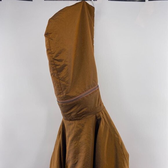 Vintage Express Women's Jacket Bronze Zip Up Hooded Coat size Medium oversized - Picture 4 of 8